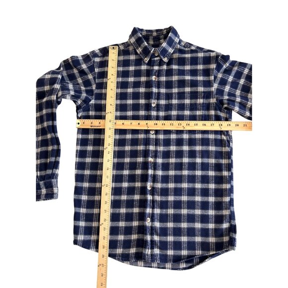 RED HEAD ~ Mens Blue & White Plaid Flannel Button-Up Shirt ~ S ~ 100% Cotton - Picture 5 of 10